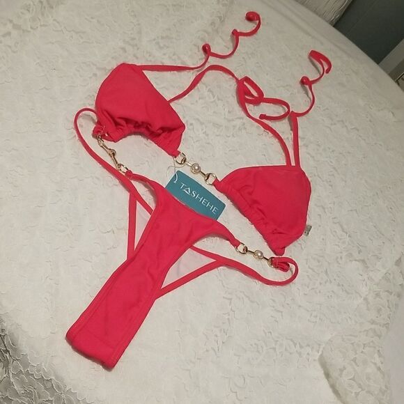 TASHEHE Women's Triangle Thong Bikini Set Sexy Brazillian Two Piece Swimsuit Cut - Picture 3 of 12